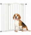 PawHut 74-94cm Adjustable Metal Pet Gate Safety Barrier w/ Auto-Close Door White