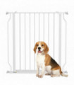 PawHut Dog Gate Wide Stair Gate w/ Door Pressure Fit, 75-85W cm, White