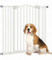 PawHut 74-100cm Adjustable Metal Pet Gate Safety Barrier w/Auto-Close Door White