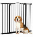 PawHut 74-100cm Adjustable Metal Pet Gate Safety Barrier w/Auto-Close Door Black