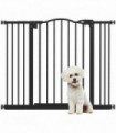 PawHut 74-100cm Adjustable Metal Pet Gate Safety Barrier w/ Auto-Close Black