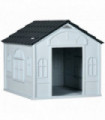 PawHut Weather-Resistant Dog House, Puppy Shelter for Medium Dogs - Grey