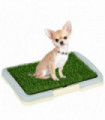 PawHut Dog Toilet Indoor w/ Artificial Grass, Grid Panel, Tray, 46.5 x 34cm