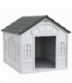 PawHut Weather-Resistant Dog House, Puppy Shelter for Large Dogs - Grey