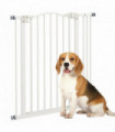 PawHut 74-87cm Adjustable Metal Pet Gate Safety Barrier w/ Auto-Close Door White