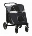 PawHut Foldable Dog Carriage w/ Universal Wheels, Shock Absorber - Black