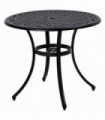 Outsunny Garden Table with Parasol Hole for 2-4, Cast Aluminium Frame - Black