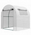 Outsunny Walk in Polytunnel Greenhouse with Roll-up Window and Door, White