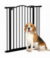 PawHut 74-87cm Adjustable Metal Pet Gate Safety Barrier w/ Auto-Close Door Black