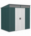 Outsunny 6.5x4FT Garden Shed with Foundation Lockable Metal Tool Shed Green