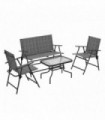 Outsunny Patio Furniture Set, Garden Set with Table, Foldable Chairs, a Loveseat