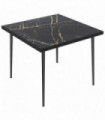 Outsunny Outdoor Dining Table for 4 with Marble Effect Tempered Glass Top Black