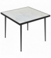 Outsunny Outdoor Dining Table for 4 with Marble Effect Tempered Glass Top White