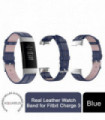 Real Leather Watch Band for Fitbit Charge 3 - Blue