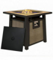 Outsunny Gas Fire Pit Table with 50,000 BTU Burner, Cover, Glass Beads, Brown