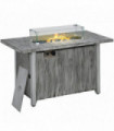 Outsunny Gas Fire Pit Table with 50,000 BTU Burner, Cover, Glass Screen, Grey