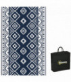 Outsunny Reversible Waterproof Outdoor Rug W/ Carry Bag, 182 x 274cm, Dark Blue