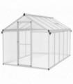 Outsunny 10x6ft Aluminium Greenhouse with/ Door Window Galvanised Base PC Panel