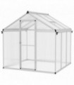 Outsunny 6x6ft Aluminium Greenhouse with/ Door Window Galvanised Base PC Panel