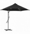 Outsunny 3(m) Cantilever Garden Parasol Umbrella W/ Solar LED and Cover, Black