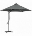 Outsunny 3(m) Cantilever Garden Parasol Umbrella W/ Solar LED and Cover, Grey