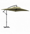 Outsunny 3 m Cantilever Parasol with Cross Base, Crank Handle, 6 Ribs, Beige