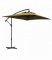 Outsunny 3 m Cantilever Parasol with Cross Base, Crank Handle, 6 Ribs, Brown