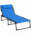 Outsunny Foldable Sun Lounger w/ Reclining Back, Sun Lounger w/ Padded Seat Blue