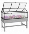 Outsunny Raised Garden Bed with Polycarbonate Panel and Top Vent for Vegetables