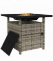 Outsunny 50,000 BTU Rattan Fire Pits for Garden, Propane Fire Pit Table, Grey