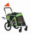 PawHut 2 in 1 Dog Bike Trailer, Foldable Dog Stroller for Medium Dogs - Green