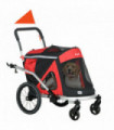 PawHut 2 in 1 Dog Bike Trailer, Foldable Dog Stroller for Medium Dogs - Red