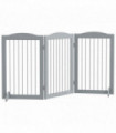 PawHut Foldable Dog Gate, Freestanding Pet Gate with Two Support Feet - Grey