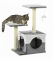 PawHut Cat Tree w/ Sisal Scratching Posts, House, Perches, Toy Mouse - Grey