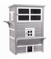 PawHut 3 Tier Wooden Kitten Shelter for Indoor, Outdoor, Grey