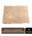 Women Lace Thigh Band with Anti-Slip Cellphone Pocket[XL - Nude]