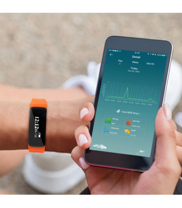 Bas-tek V5s Pro Lightweight Bluetooth Fitness Watch and Activity Tracker Orange