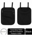 Travel Body Wallet with RFID Protection Passport Holder, Black