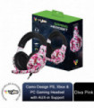 Vybe Headset Camo Design for PS, Xbox & PC Gaming with AUX-in Support, Diva Pink