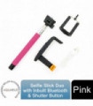 Aquarius Bluetooth Built-In Remote Camera Controls Expandable Selfie Stick, Pink