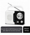 Soundz SZ412 AM/FM Bluetooth Radio with USB Port And SD Card Slot, Black/White