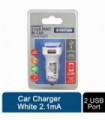 Status 2 Port USB Car Charger White 2.1mA