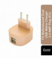 FX Multicoloured Dual USB Mains Charger 2.4 AMP Plug (EU), Gold