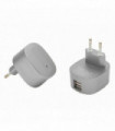 FX Multicoloured Dual USB Mains Charger 2.4 AMP Plug (EU) , Silver