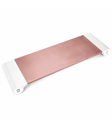 Aquarius Aluminium Space Saving Desktop Organiser With 4 USB Ports, Rose Gold