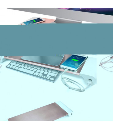 Aquarius Aluminium Space Saving Desktop Organiser With 4 USB Ports, Rose Gold