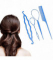 4pcs Set Styling Clip Bun Maker Hair Twist Braid Ponytail Tool Accessories, Blue