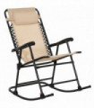 Outsunny Folding Rocking Chair Outdoor Portable Zero Gravity Chair Beige