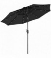 Outsunny Garden Parasol Outdoor Tilt Sun Umbrella LED Light Hand Crank Black