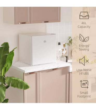 HOMCOM 46L Counter Top Fridge with Chiller Box Mini Fridge for Bedrooms Cream